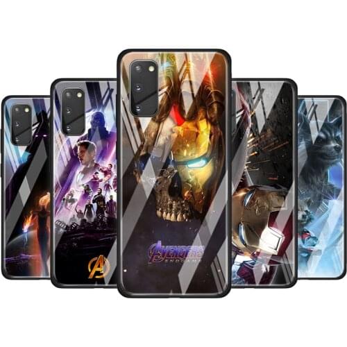 Marve llegends Iron Man Tempered Glass Cover For Samsung Galaxy S20 S10 S9 S8 S10E FE Ultra Plus Lite 5G Phone Case