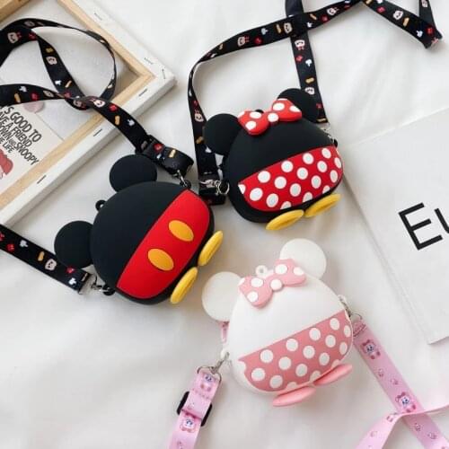 Mickey Mouse Bag Disney Silicone Bags Waterproof Cartoon Anime Kids Coin Purse Kindergarten Primary Schoolbag Gifts