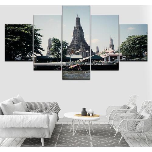 Skyscraper city building 5 Piece HD Wallpapers Art Canvas Print modern Poster Modular art painting for Living Room Home Decor