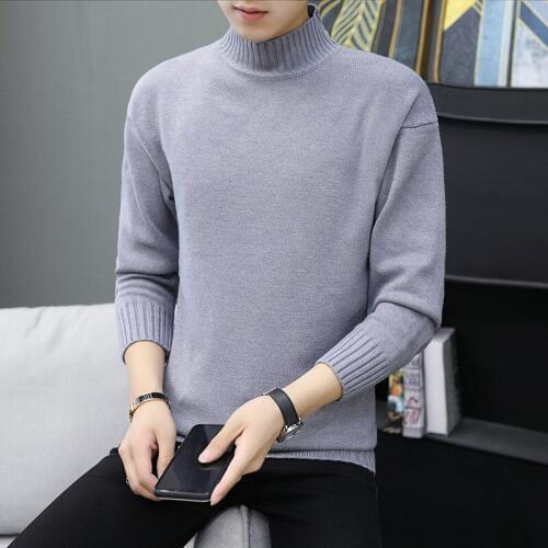 Spring Sweater Men Autumn Long-sleeved White Beige Gray Black Military Green Coffee Turtleneck Pullovers Casual Mens Sweaters