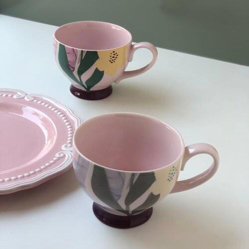 New product pink coffee cup breakfast cup full cup 350ml