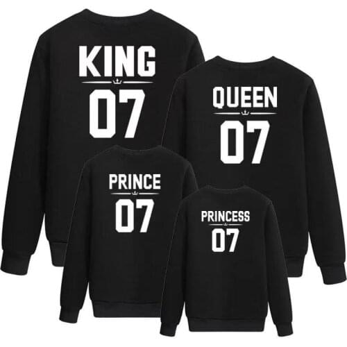 Family Matching Sweatshirt Mother Father Daughter Son Clothes King Queen Princess Prince Printed T Shirt Long Sleeve Cotton Tops