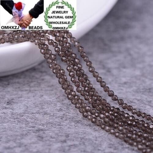OMHXZJ Wholesale ZB292 2 3mm DIY Bracelet Necklace Jewelry Making Accessories Components Natural Stone Smoky Quartz Faceted Bead