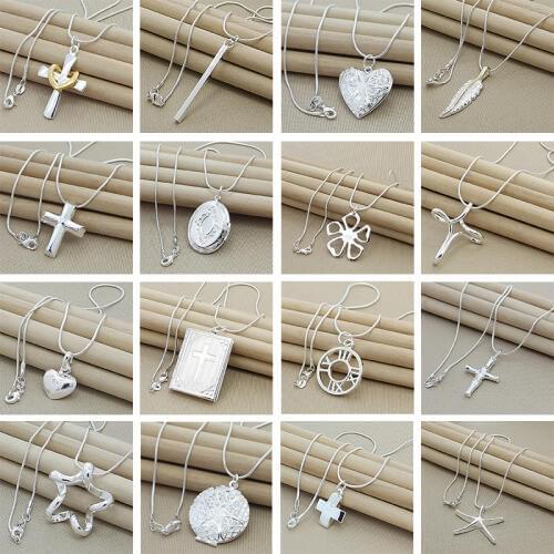 High Quality 925 Silver Necklace Pendant Fashion Star Round Cross Heart Necklace Women Jewelry Accessories