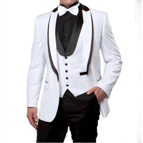 Popular One Button Groomsmen Shawl Lapel Groom Tuxedos Men Suits Wedding/Prom Best Man Blazer ( Jacket+Pants+Vest+Tie)