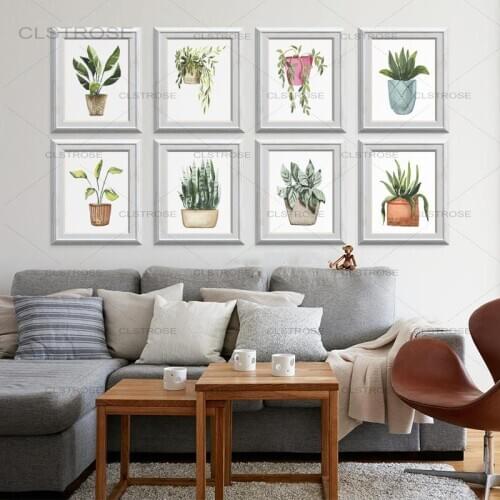 Nordic Bonsai Poster Watercolour Green Leaf Plant Canvas Painting Modern Home Decoration Kitchen Print Art Wall Pictures