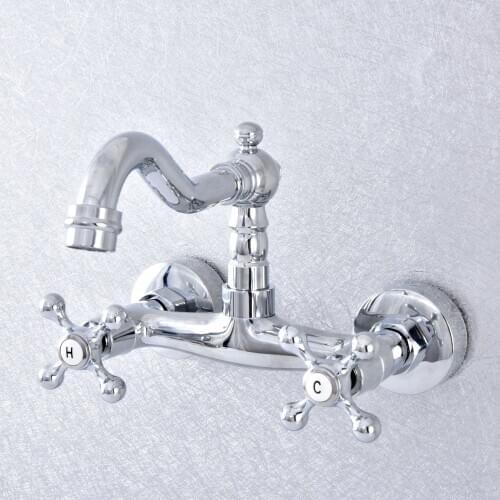 360 Swivel Chrome Bathroom Basin Sink Mix Tap Bathtub Dual Handles Wall Mounted Kitchen Basin Sink Mixer Faucet Nsf777