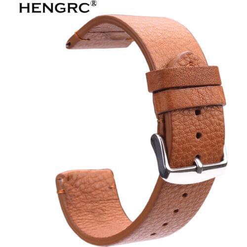 Vintage Genuine Leather Watchbands Dark Brown Smooth Wrist Watch Band Strap 18mm 20mm 22mm Belt With Stainless Steel Pin Buckle