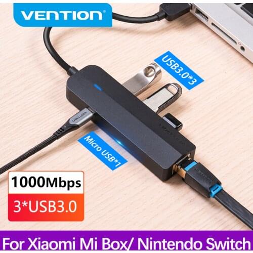 Vention USB Ethernet Adapter USB 3.0 2.0 to RJ45 Gigabit Ethernet with Micro USB Charger Port for Network Hard Disk Ethernet HUB