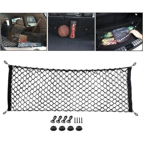 Car Trunk Mesh 90x40cm Organizer Luggage Stuff Goods Fix Net Storage Holder Double Layer Universal Auto Cargo Bag