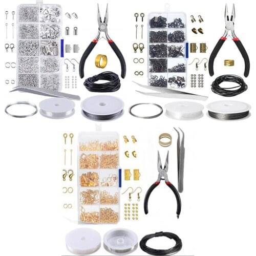 Alloy Accessories Jewelry Findings Set Jewelry Making Tools Copper Wire Open Jump Rings Earring Hook Jewelry Making Supplies Kit