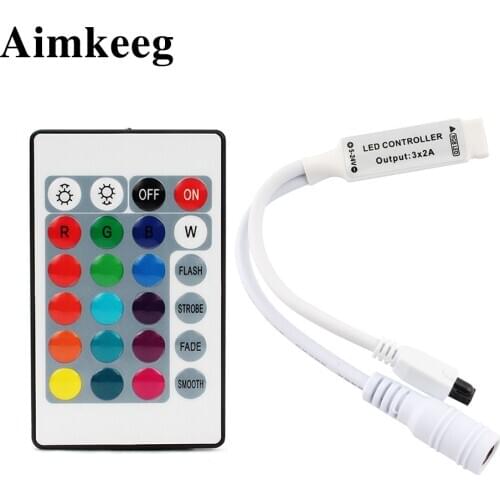 LED Light strip with 24key controller DC Mini 24key Remote Controller IR RGB with Dimmer for SMD 3528 5050 LED Strip Lights hue
