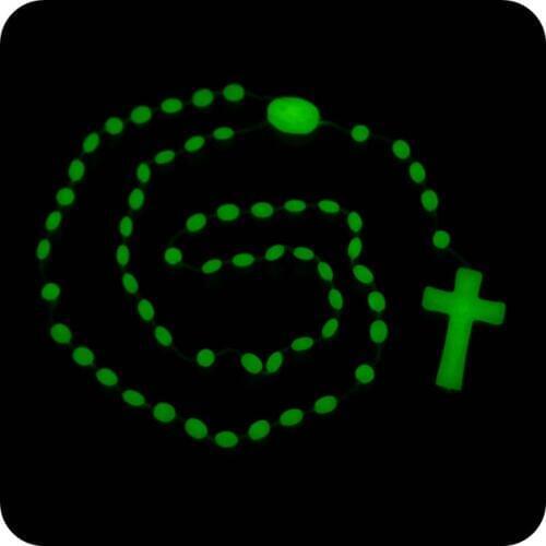 15pc/lot Glow in Dark Plastic Rosary Beads Luminous Noctilucent Necklace Fashion Religious Jewelry Party Gift
