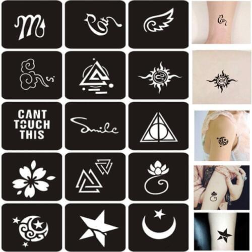 15PCS Stencils for Painting Small Glitter Woman Men Drawing Schablonen Flower Wing Star Henna Stencils