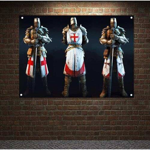 Vintage Knights Templar Fantasy Art Posters Wall Decor Crusader Banner Flag Wall Sticker Canvas Painting Mural Home Decoration 8