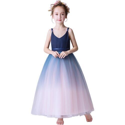 High Quality Kids Long Dresses For Girls Flower Girls Party Dress Pageant Dress Ball Gowns Halter Appliques Party Gown