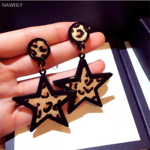 NAWEILY Hyperbole Leopard Star Earrings For Women Girl New Fashion Ladies Jewelry Earring Punk Dangle Earrings
