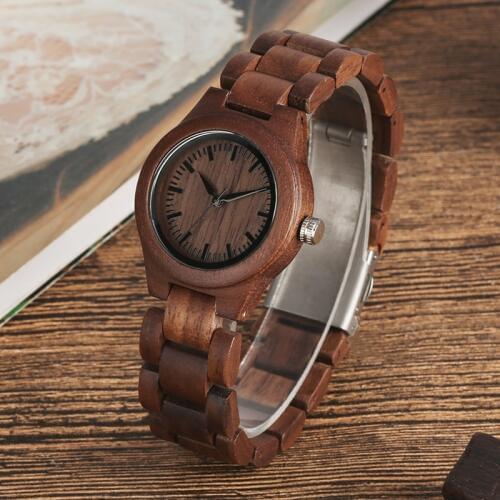 Simple Pure Dial Retro Walnut Wood Watch Women Clock Hours Whole Adjustable Wooden Wrist Ladies Watches for woman Montre Femme