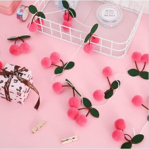 1 String Bayberry Felt Ball Handmade Garland String Hanging Ornaments Hair Ball Wall Hanging Pendant Kids Room Decoration