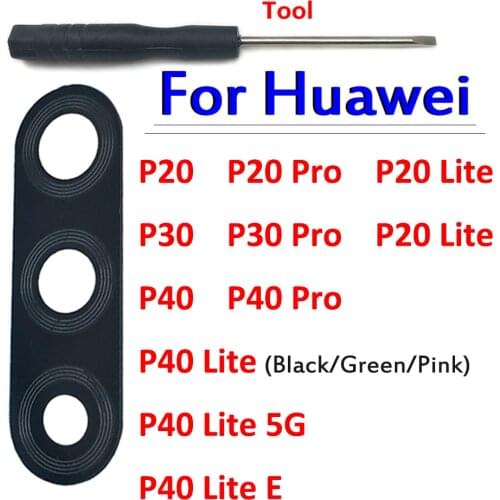 For Huawei P40 P30 Lite P20 Pro Rear Back Camera Lens Glass cover with glue stickers Replacement