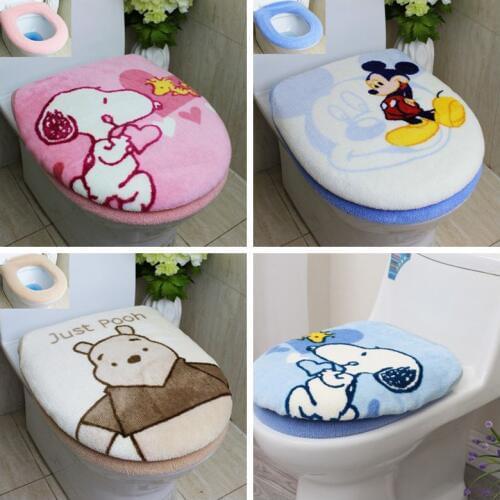 2pcs/set Bathroom Set Toilet Seat Cushion Warmer Carpet Toilets Seat Cover Mat Soft Comfortable Potty Seat Overcoat Toilet Case