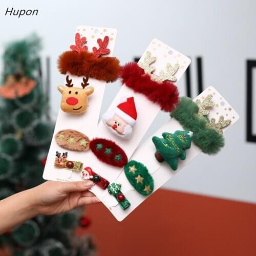 2020 Christmas Decorations 4pcs/set Headbands Brooch Hair Clips Hair Pins for Girls Kids Christmas Decor Gift Ornaments navidad