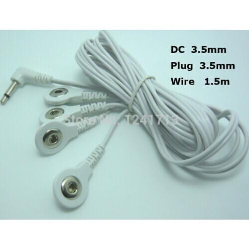 30pcs/lot DC head 3.5mm 4 in 1 TENS unit electrode lead wire/cable connecting wire with 3.5 Snap Hole for tens ems machine