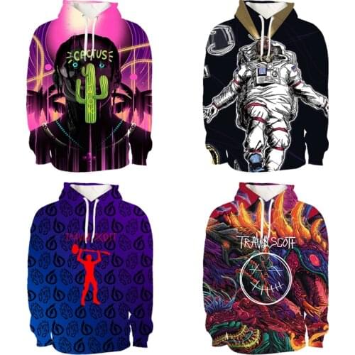 3D Travis Scott Hoodie Men Anime Lounge Wear Childrens Sweatshirt Kids Cartoon Streetwear ASTROWORLD Plus Velvet Pullover Women