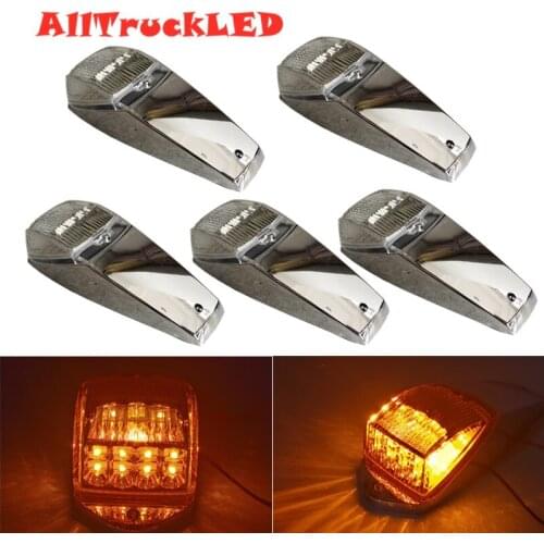 5Pcs 12v 24v Truck Cab Marker Light 17 LED Amber Top Roof Running Lights Trailer Light for Peterbilt Kenworth Freightliner Mack