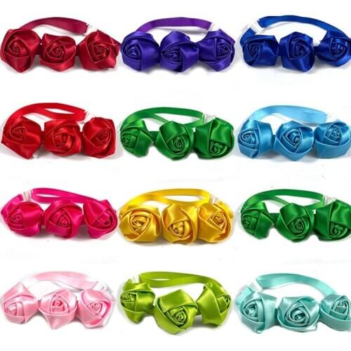 50/100pcs Colorful Pet Dog Bow Ties Collars Rose Flowers Neckties Collar Puppy Cat Dog Dog Grooming Products Pets Accessories