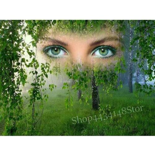 5d diy diamond painting eye landscape tree full square / round drill 3D diamond embroidery mosaic artwork