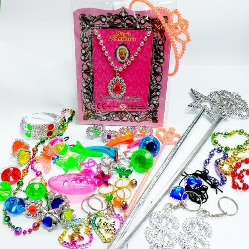 60 PRINCESS Queen SET Bracelet WAND RING dress up costume head kid pretend Girl Toy Gift Birthday Party Favors Pinata Bag Filler