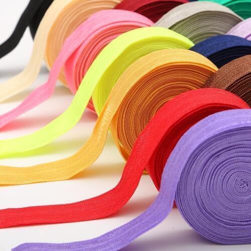5 Yard 15mm Solid Color Shiny FOE Foldover Elastic Band Hair Bands Headband Dress Lace Trim DIY Sewing Accessories