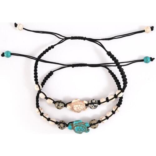Boho Summer Turtle Bracelet For Women Men Charm Natural Stone Bracelet Handmade Fashion Bangles Jewelry