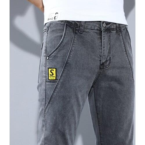 Brand Men 2021 New Fashion Korean Style High Street Slim Fit Button Personality Vintage Classical Denim Pants black Trousers Men