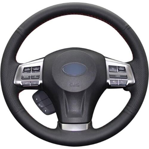 DIY Sewing-on PU Leather Steering Wheel Cover Exact Fit For Subaru Forester 13-15 Legacy 13-14 Outback 13-14 XV 13-15