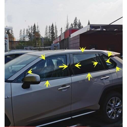 Black/Silver Window Trim For Toyota RAV4 2020 2021 Stainless Steel Scratch-proof Pillar Posts Cover Car Protection