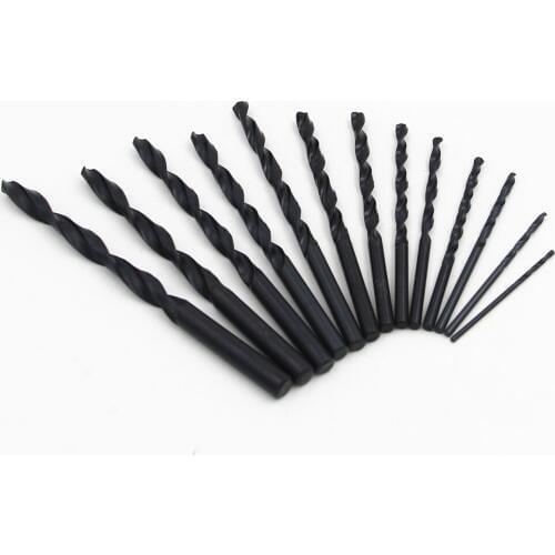 Black HSS 13Pcs/Set Twisted Drill Bit Set Saw Set Steel Nitride Coated 1.5mm-6.5mm Woodworker DIY High Quality