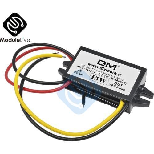 DC-DC Buck Convertor Regulator 12V to DC 5V 3A 15W Converter Module Duble USB Output Power Adapter Car Monitor Power Supply