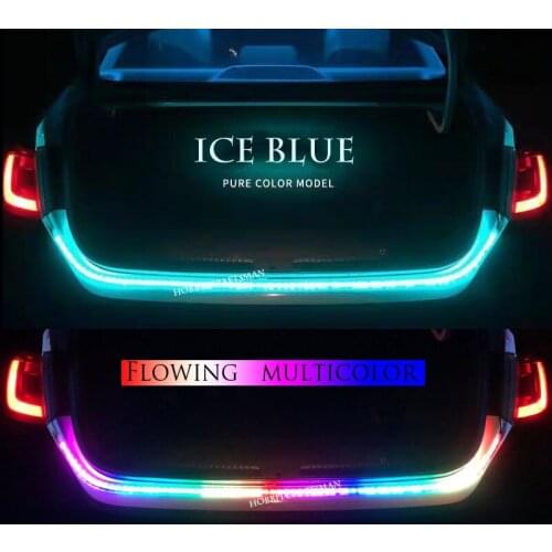 Dynamic Colorful Led Light Car Rear Trunk Tail Flowing Multicolor Reverse Warning LempStrip 12v Brake Follow Turn Signal Lamp