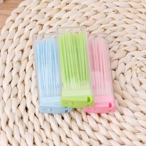 Y1UF 50 pcs / box Double-headed Dental Brush Teeth Sticks Floss Pick Toothpick