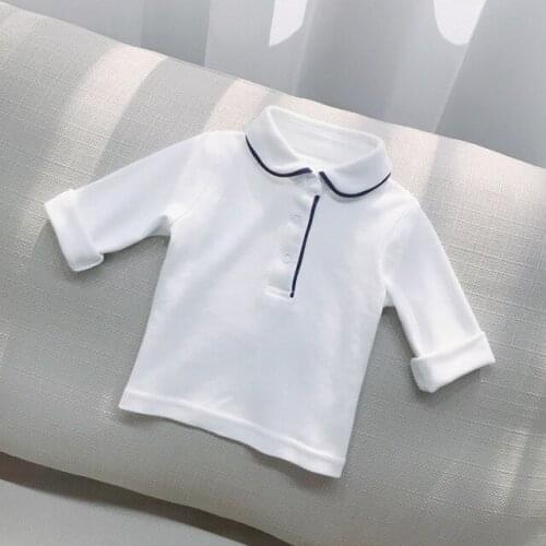 Baby Boys Girls T-Shirts Long Sleeve Blouse Children Shirts Toddler Gentleman Tops Peter Collar White Casual Girl T Shirts
