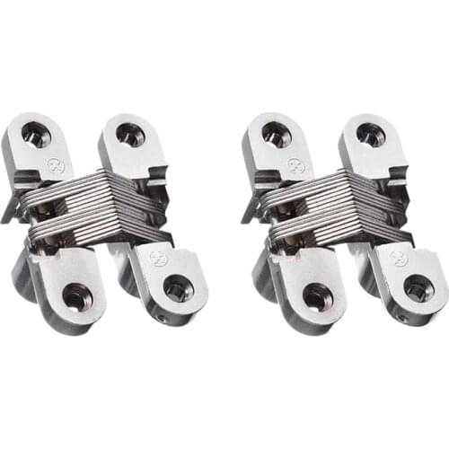 Hot YO-2 Pcs Concealed Door Hinge Zinc Alloy Concealed Cross Hinges 180 Degree Invisible Swing Hinge for Wooden Box Front Door