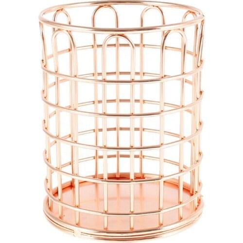 Makeup Brushes Storage Box Pencil Pen Pot Metal Holder Desk Organizer Stand Multifunctional Office Accessories 2Colors