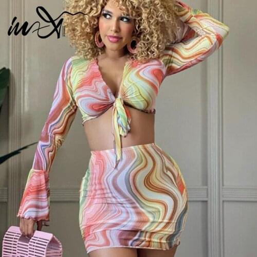 In-X Long sleeves swimsuit cover up women Skirt swimwear female 2021 Print beach wear Sexy kaftan beach bathing suit biquini new