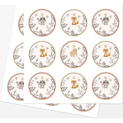 Woodland Animal Supplies Stickers Happy Birthday Party Decor Gift Box Label Packing Kids Boy Forest Jungle Safari Party Decor