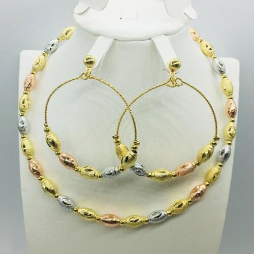 HOT Fashion wedding Dubai Africa Nigeria African Jewelry set gold-color necklace Earrings romantic woman Bridal Jewelry Sets