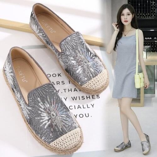Fashion Party Espadrilles Shoes Ladies Flat Comfy Loafers Lazy Hollow Out Slip-on Cloth Big Size 41 Zapatos Para Mujer Elegante