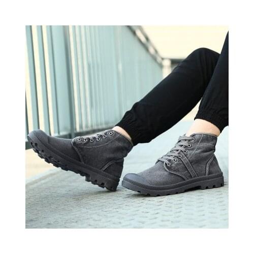 Men Canvas Shoes Fashion High Top Ankle Boots Comfortable Thick Bottom Casual Canvas Shoes High Quality Lace Up Boots