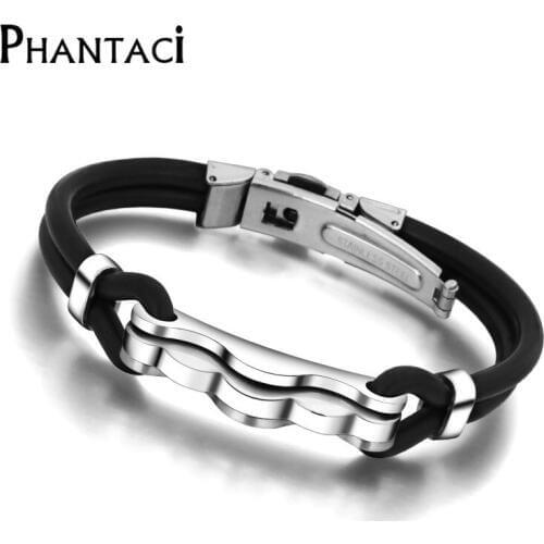 Men Sports Pu Wristband Stainless Steel Bracelets Men Boy Punk Bangles Jewelry Gifts Free Shipping
